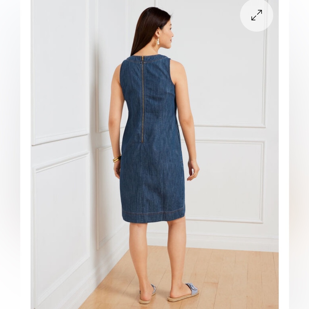Talbots Denim Lace Up Shift Dress - Picture 3 of 9